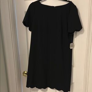 Black Scalloped Short Sleeve Dress
